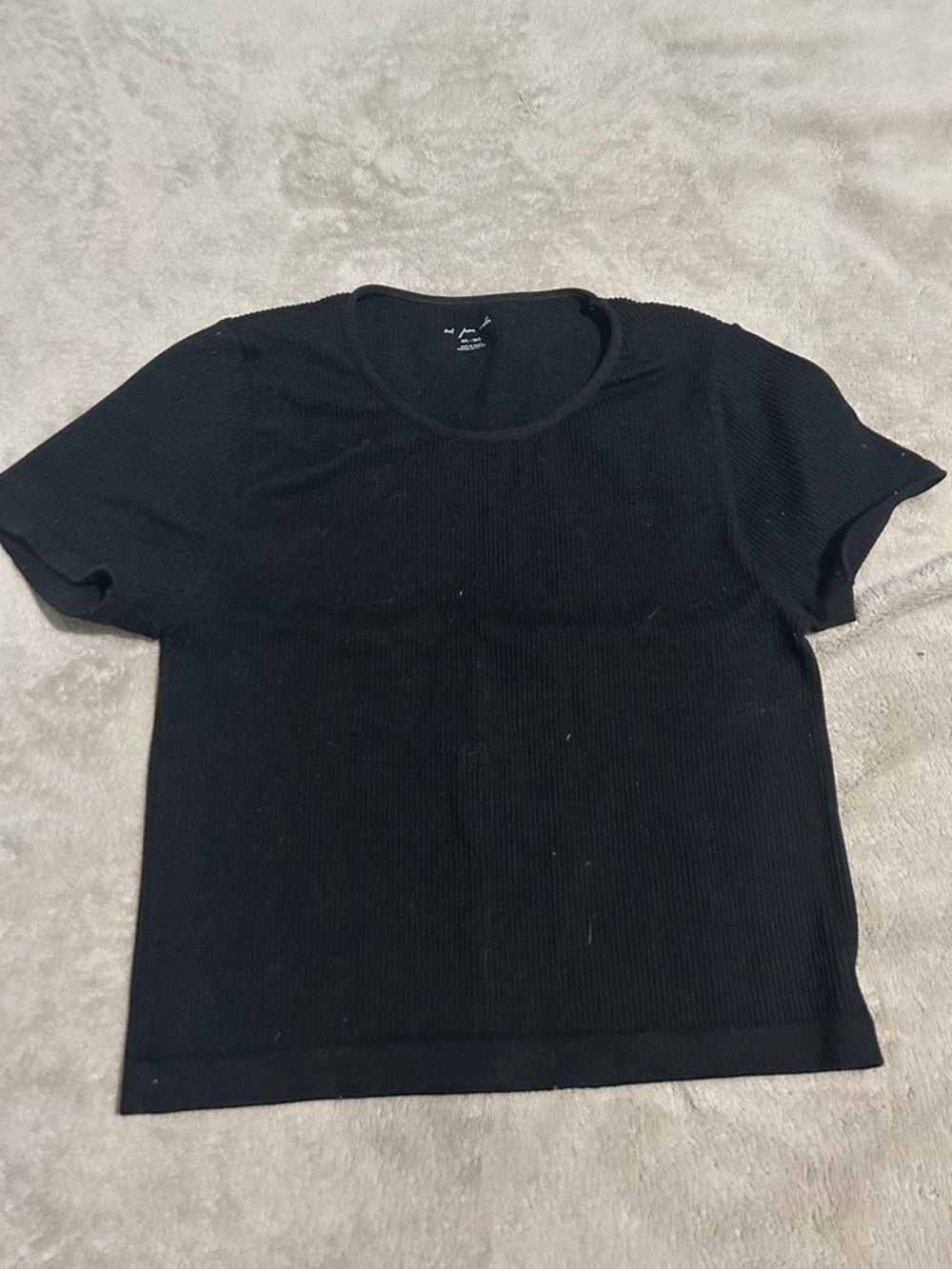 Urban Outfitters Black Ribbed Crewneck Short Sleeve Top